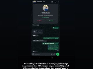 Akun WA yang mencatut nama YSK untuk aksi penipuan 