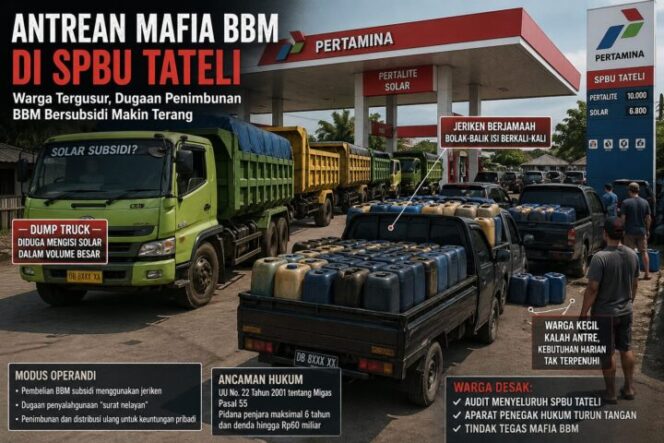 
					SPBU Tateli Diserbu Jeriken: Warga Tergusur, Dugaan “Trik Baru” Mafia BBM Mencuat